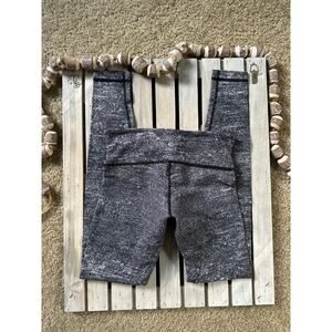 Lululemon Wunder Under Athletic Heathered Gray Black Leggings